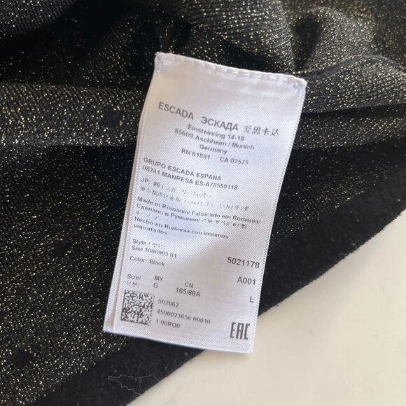 Escada black gold dot knit short sleeve sweater size Large - Picture 7 of 8